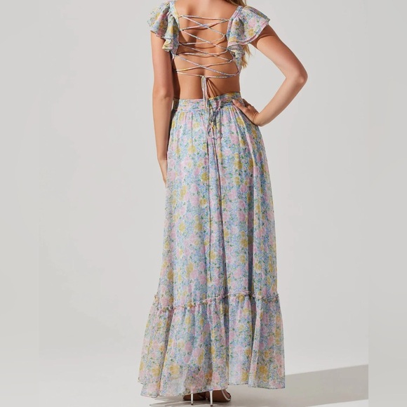 ASTR THE LABEL PRIMROSE DRESS BLUE PINK FLORAL - Picture 3 of 6